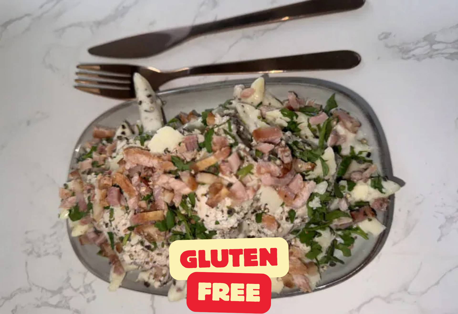 Chicken and Bacon Penne Alfredo (Gluten Free)