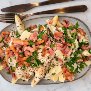 Chicken and Bacon Penne Alfredo